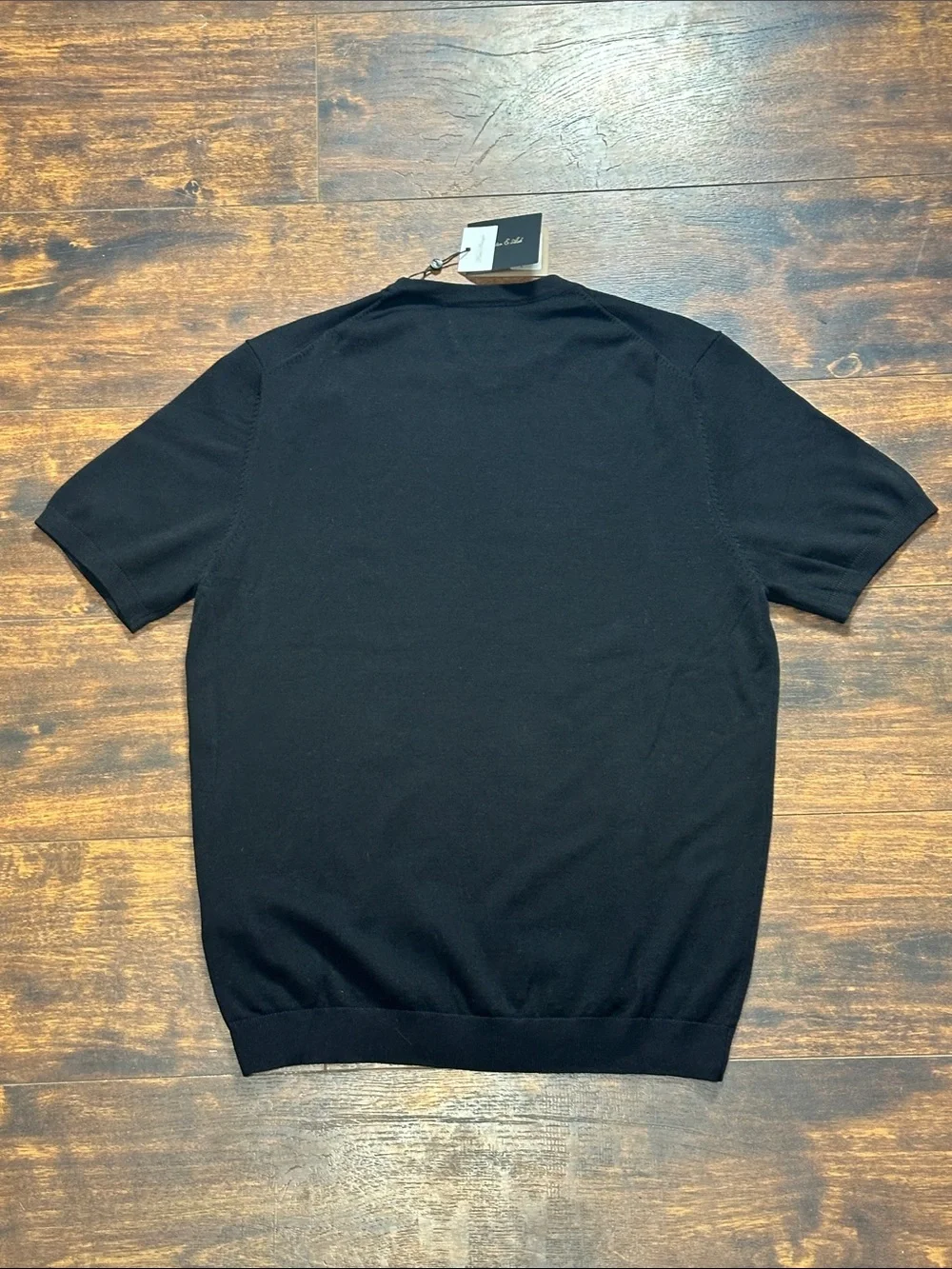 🖤 Porter & Ash Black Viscose Knit Short Sleeve Crewneck Sweater L